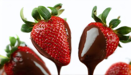 Strawberries Covered with Chocolate Syrup