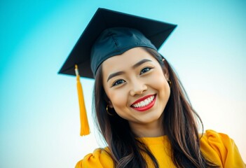 Portrait of a happy female graduate with a bright smile and sparkling eyes