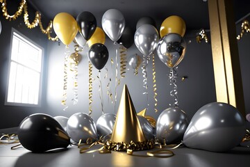 Elegant Balloons in The Room Ready for a Party