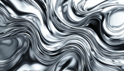Obraz premium An abstract representation of flowing metallic waves, highlighting shiny textures and smooth curves. Generative AI