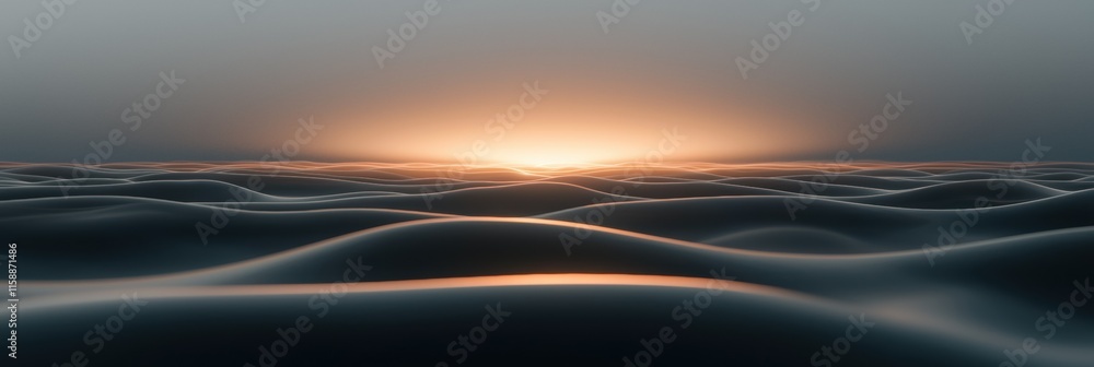 Poster a computer generated image of a sunset over the ocean