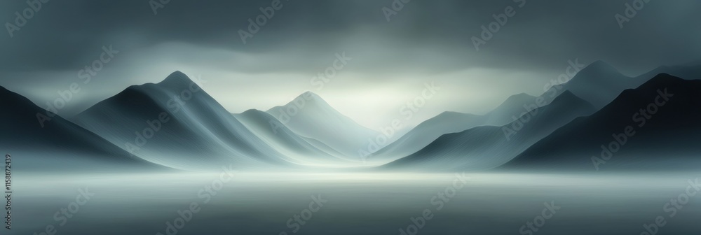 Poster a mountain range with a cloudy sky in the background