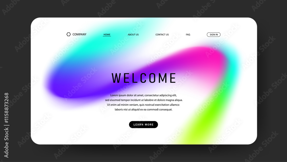 Poster abstract wave futuristic design of landing page. retro gradient mesh website design