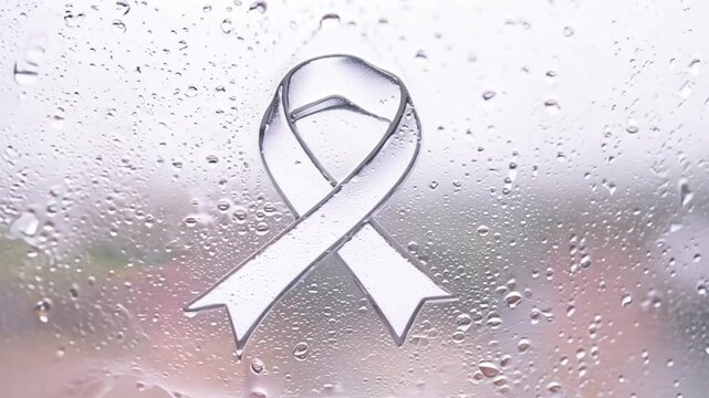 aids awareness ribbon on rainy window. generative ai