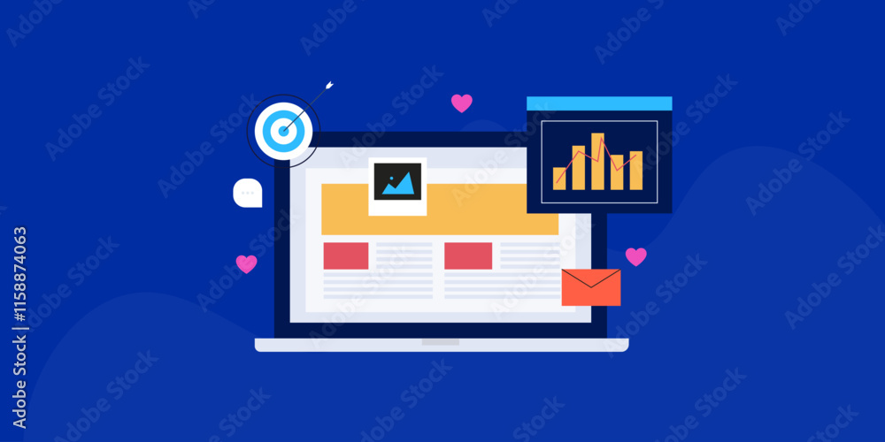 Poster content creation and publishing on blog using content management software, targeting online audience