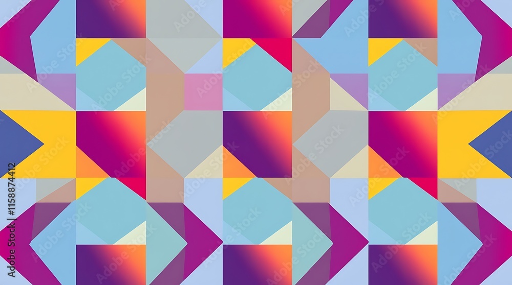 Poster geometric abstract pattern: a vibrant and dynamic geometric abstract pattern composed of colorful, o