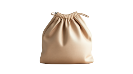 Pouch beige bag template blank isolated on white transparent background