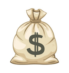 Iconic vector illustration of a money bag with a dollar symbol, representing wealth, savings, finance, and success. Ideal for business and financial designs