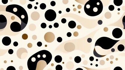 Fototapeta premium Abstract seamless pattern with colorful balls, circles, and wavy lines, creating a dynamic and playful design