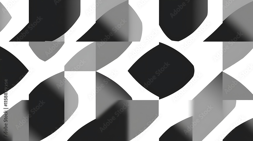 Poster abstract monochrome pattern: geometric shapes in grayscale create a visually captivating abstract pa