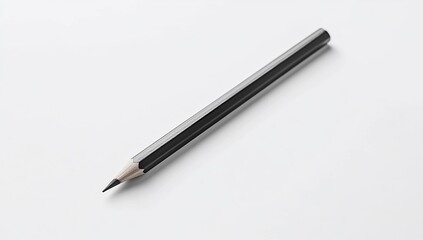 Naklejka premium Single black pencil on white background.