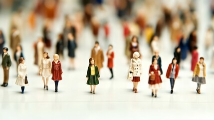 Group of Miniature people isolated on white background and space for text