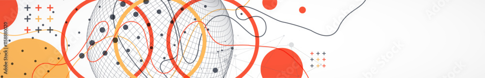 Poster Abstract sphere background with plexus effect. 3D surface. Vector illustration.