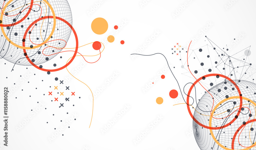 Poster Abstract sphere background with plexus effect. 3D surface. Vector illustration.