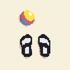 Pixel Art Summer Fun Beach Ball Flip Flops Vacation