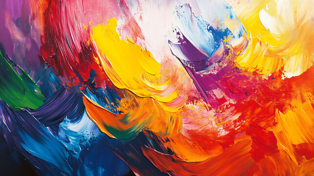 An artist painting with bright colors on a canvas, expressing emotions through vibrant strokes.