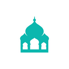 Green Masjid Icon. Islamic vector illustration on white background.