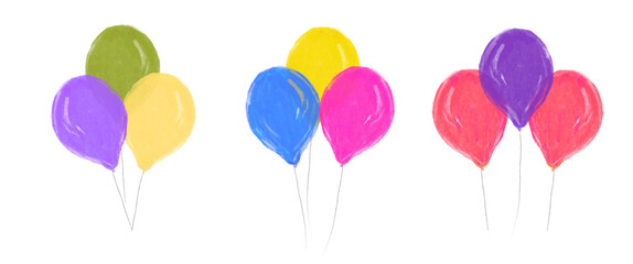 Balloons three groups colorful party festive birthday