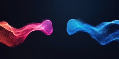 Fototapeta premium An abstract image featuring flowing waves of pink and blue light against a dark background, creating a sense of movement and energy.