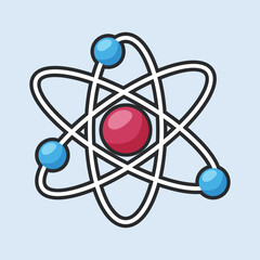 atom circle with outline flat vector design.