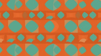 Mid Century Modern Geometric Pattern: Teal and Burnt Orange Abstract Design 