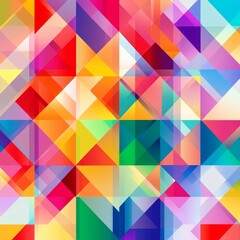 Fototapeta premium Vibrant abstract geometric pattern with colorful triangles and squares.
