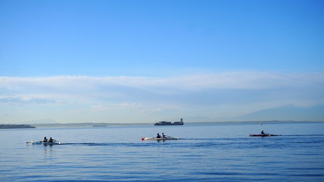 canoes  on the sea