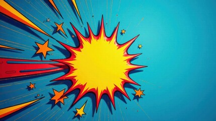 Dynamic Comic Book Explosion with Starburst Effect and Ample Copy Space