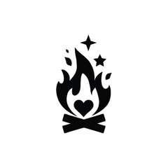 Bonfire silhouette vector template