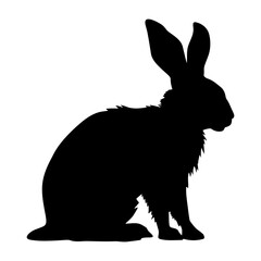 Silhouette of a sitting rabbit black vector illustration.