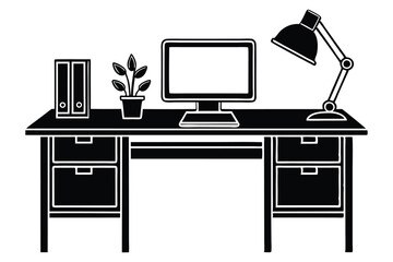 set of office furniture silhouette vector illustration