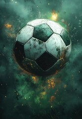 Fototapeta premium A soccer ball on an abstract background.