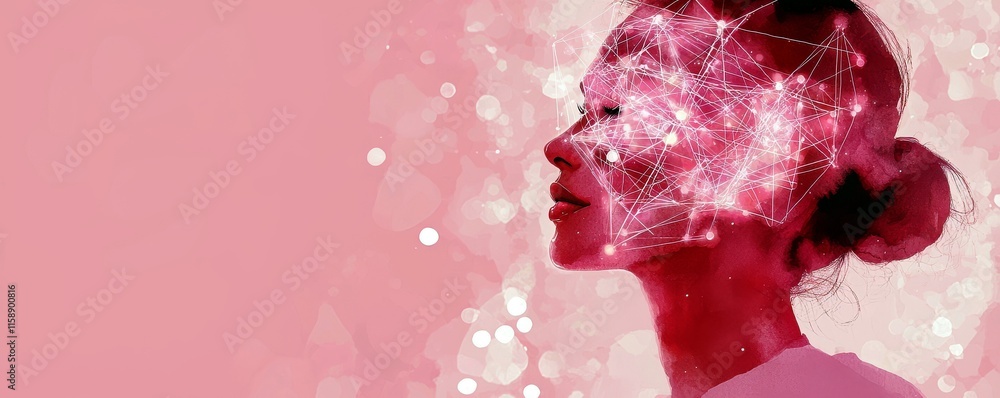 Poster abstract representation of human emotions and technology integration with dynamic glowing patterns a