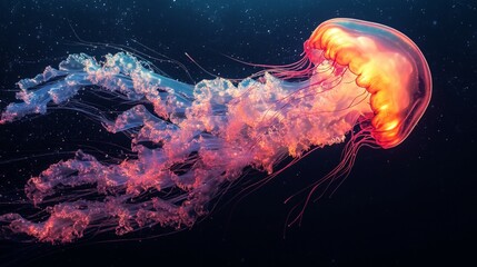 Obraz premium Jellyfish on a Solid Background