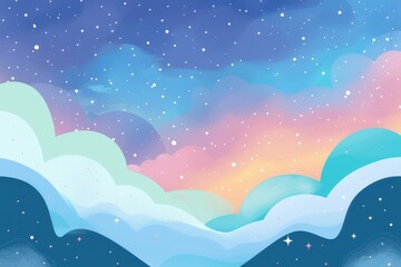 Fototapeta premium Abstract Night Sky with Pastel Clouds and Stars