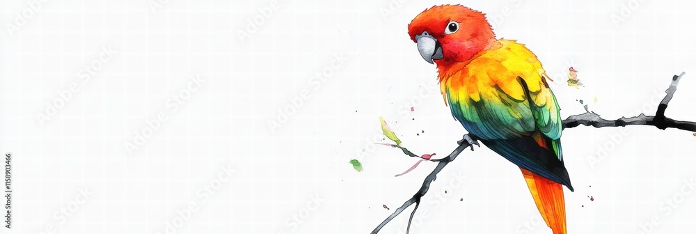 Leinwandbilder bright parrot perched on a branch with vibrant colors and ample copy space for text. generative ai