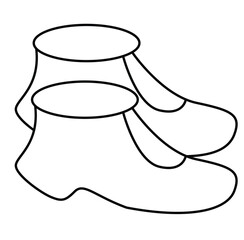 Cute cartoon hand drawn vector baby girl shoes coloring page.