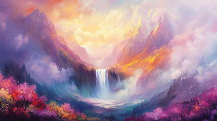 An artist using vibrant pastels to create a dreamlike landscape filled with emotion.