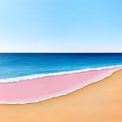Obraz premium Serene Beach Landscape with Gentle Waves and Pink Sand Shoreline