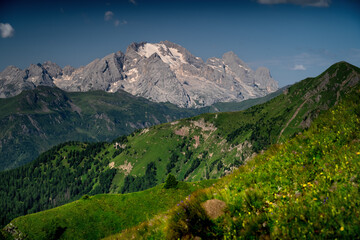 Marmolada glacier, the peak of the mountain in the Dolomites. The highest peak of the Dolomites. ...