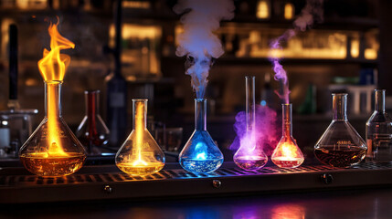An educational chart showing different flame types produced by a Bunsen burner and their applications in laboratory settings.