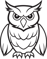 owl icon, logo line art vector