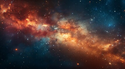 Fototapeta premium A colorful galaxy with orange and blue stars