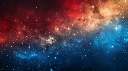 A colorful galaxy with blue, red and yellow stars