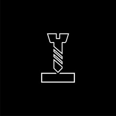 Self tapping screw short long icon isolated on black background.