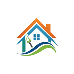 Modern Home Renovation Logo Vector on White Background