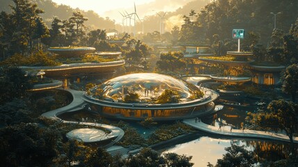 Futuristic Eco-Cityscape: A Harmonious Blend of Nature and Architecture