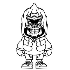 Mascot character design cartoon grim reaper outline