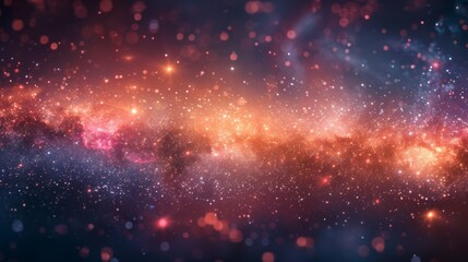 Fototapeta premium A galaxy with a lot of stars and a bright orange background