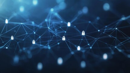 Obraz premium Digital Security Network Concept with Lock Symbols and Connections